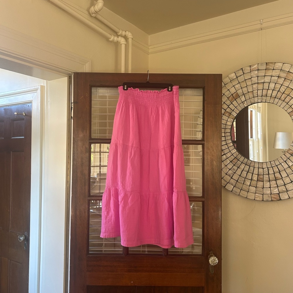 GAP Pink Tiered A-Line Midi Skirt